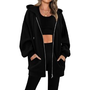 StunShow Women's Zip Up Hoodies Oversized Fleece Long Sleeve Sweatshirts Casual Fall Jacket Coat with Pocket(S-3XL)