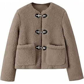 Tankaneo Womens Sherpa Fleece Jackets Long Sleeve Faux Fur Winter Warm Fuzzy Coats with Pockets