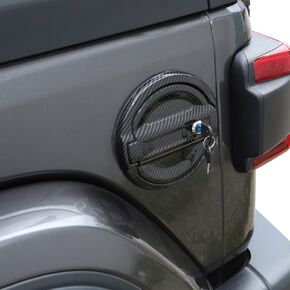 JeCar Locking Fuel Filler Cover Aluminum Gas Tank Door Exterior Accessories Compatible with Jeep Wrangler 2018-2023 JL JLU, Carbon Fiber Texture