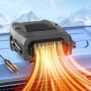 Car Heater, Car Backrest Car Heater That Plugs Into Cigarette Lighter, YIOANSO 12v portable car heaters for vehicle, 2 in 1 Fast Heating&Cooling Fan, 360 Degree Rotary Base Portable Car Heater Black