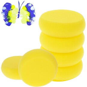 Bewudy 6 Pcs Pottery Sponges, 3Inch Yellow Round Painting Sponge, Artist Sponges Craft Clay Sponge Watercolor Sponges for Face Painting Pottery Ceramics Art Crafts (6)