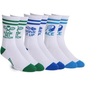 Performance Tennis Athletic Crew Socks, Great Gift For Tennis Lovers, Fun Tennis Accessories, Fun Tennis Gifts, Men and Women, One Size 8-13