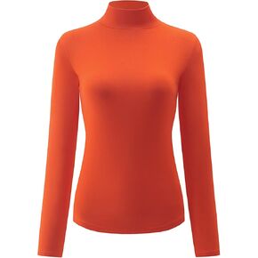 Kindcall Womens Slim Fitted Mock Turtleneck Tops Long Sleeve Lightweight Base Layer Shirts