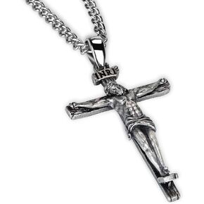 Crucifix Necklace Men,Sterling Silver Jesus Cross Pendant, Christian Jewelry,Classic and Oxidized Cross Necklace, Ideal Gift for Father, Husband, Brother,Suitable for Christmas, Easter, Baptism,Handcrafted Religious Cross Necklace for Men’s Spiritual and 