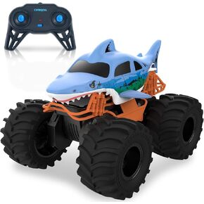 Amphibious Remote Control Car Boat, 1:18 Scale 4WD Shark Monster Truck Toys, 2.4GHz All Terrain Remote Control Car, 360 Degree Rotation, Pool Toy for Kids Ages 6-7 8-9 10-12 Boys & Girls