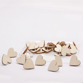 Unique Love Thumbtack FoyaHome 30 Pcs Wooden Heart Shape DIY Push Pin for Photo Decoration Wall Map Whiteboard Cork Board Paper Photo Picture Memo Drawing Pins (Small)