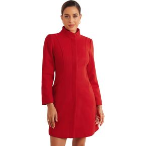 Allegra K Winter Pea Coats for Women's Stand Collar Hidden Button Long Sleeve Overcoat