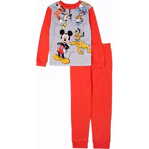 Disney Boys' 2-Piece Snug-fit Cotton Holiday Pajama Set, Soft & Cute for Kids