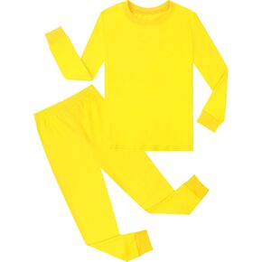 A&J DESIGN Pajamas Set for Kids 2-14 Years, 100% Cotton Solid Color 2 Piece Pjs