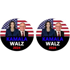2 Pack Harris Walz 2024 Kamala Harris Tim Walz Waltz For President VP Pins And Button Circle Badges Round Chest Pins Brooch Decor