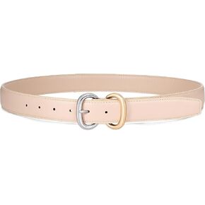 XZQTIVE Women Leather Belt for Jeans Pants Fashion Ladies Faux Leather Dress belt with Gold Silver Buckle