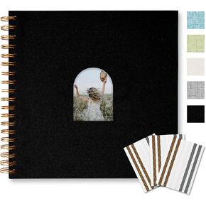 Vienrose 10X10 Inch DIY Scrapbook Album Linen Arch Window Photo Album 40 Blank Pages Scrap Book Photo Albums for Wedding Baby Shower, Beige