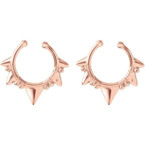 2Pcs Fake Septum Rings for Women Men Surgical Steel Non Piercing Nose Septum Rings Fake Nose Piercing Jewelry