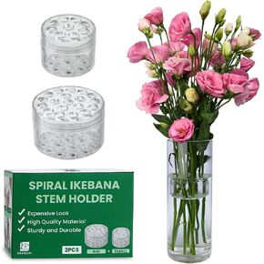 2PCS Clear Spiral Ikebana Stem Holder for Flower Bouquets, Perfect Size and Design, Sturdy and Duarable, Hanataba Flower Arranger Twist, Floral Arrangement Holder, Bouquet Twister