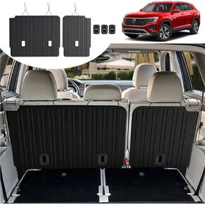 Cargo Mat with Backrest Mat Compatible with 2018-2024 Volkswagen Atlas-All Weather Black TPE Cargo Liner for VW Atlas SE SEL Accessories-6&7 Seats 2022 2023 2024