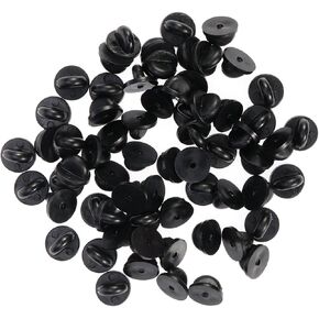 25 Pcs Black Metal Pin Backs, Cap Rubber Pin Backs Pin Lapel Pin Backs for Brooch Tie Hat Pin Back Clutch Backings Pin Replacement for Uniform Badges Pin Backing Holder Clasp Jewelry Making Pin Backs