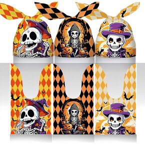 FTWONLIVE Halloween Treat Bags (12 Patterns With, 200 Pieces), Halloween Candy Bags for Trick or Treating, Halloween Candy Bag Party Supplies: Halloween Candy Bag