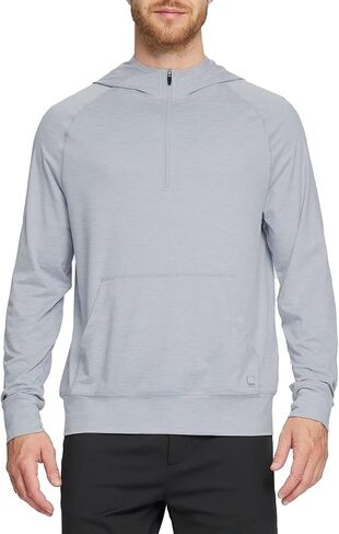 Mens Long Sleeve Quarter Zip Pullover Hoodie Lightweight Regular Fit Hooded Sweatshirt with Kangaroo Pocket in Saudi Arabia