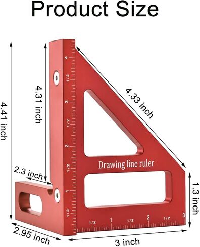 Imperial 3D Multi-Angle Measuring Ruler,Miter Triangle Ruler Precision Layout Measuring Tool,45/90 Degree Aluminum Alloy Woodworking Square Protractor for Woodworking (Blue) in Saudi Arabia