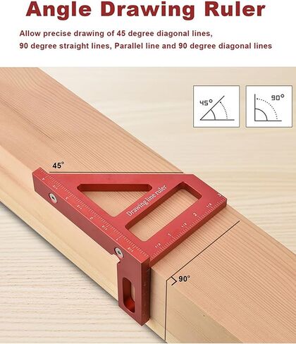 Imperial 3D Multi-Angle Measuring Ruler,Miter Triangle Ruler Precision Layout Measuring Tool,45/90 Degree Aluminum Alloy Woodworking Square Protractor for Woodworking (Blue) in Saudi Arabia