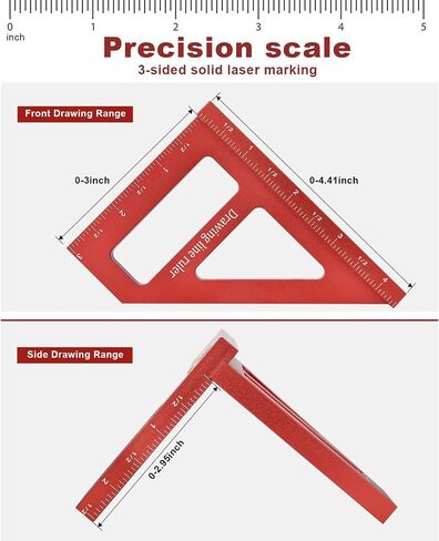 Imperial 3D Multi-Angle Measuring Ruler,Miter Triangle Ruler Precision Layout Measuring Tool,45/90 Degree Aluminum Alloy Woodworking Square Protractor for Woodworking (Blue) in Saudi Arabia