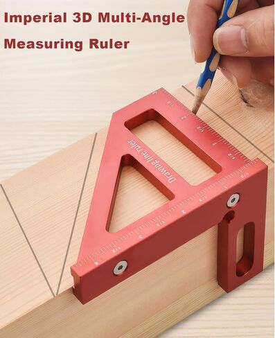 Imperial 3D Multi-Angle Measuring Ruler,Miter Triangle Ruler Precision Layout Measuring Tool,45/90 Degree Aluminum Alloy Woodworking Square Protractor for Woodworking (Blue) in Saudi Arabia