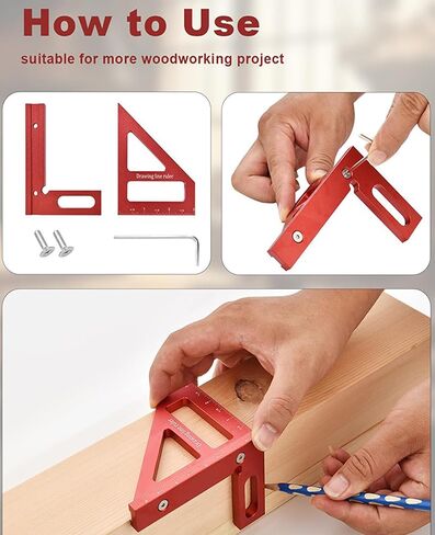 Imperial 3D Multi-Angle Measuring Ruler,Miter Triangle Ruler Precision Layout Measuring Tool,45/90 Degree Aluminum Alloy Woodworking Square Protractor for Woodworking (Blue) in Saudi Arabia