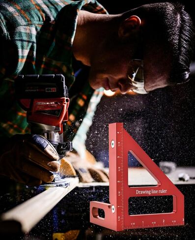 Imperial 3D Multi-Angle Measuring Ruler,Miter Triangle Ruler Precision Layout Measuring Tool,45/90 Degree Aluminum Alloy Woodworking Square Protractor for Woodworking (Blue) in Saudi Arabia