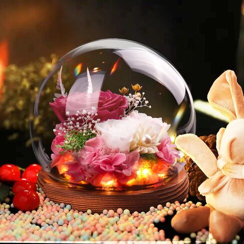 Forever Flowers, Roses Gift - Gifts for Women Preserved Rose in Glass Dome with LED Light Long-Lasting Real Flowers for Her, Unique for Anniversary,Thanksgiving & Christmas in Saudi Arabia