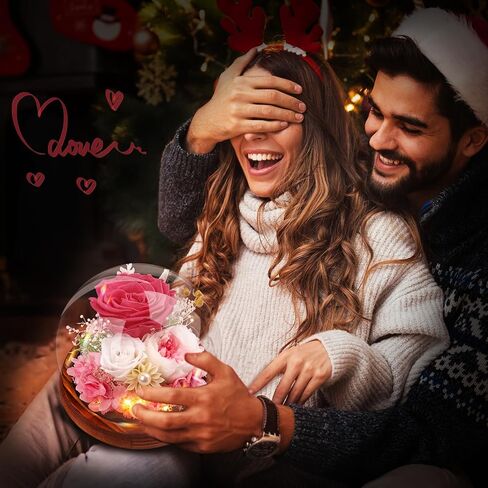 Forever Flowers, Roses Gift - Gifts for Women Preserved Rose in Glass Dome with LED Light Long-Lasting Real Flowers for Her, Unique for Anniversary,Thanksgiving & Christmas in Saudi Arabia