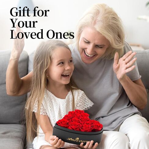 13 Forever Roses Heart-Shaped Leather Box Preserved Flowers Gift for Girl Friend Wife Women Valentine's Day Mother’s Day Birthday Anniversary for Her (Red) in Saudi Arabia
