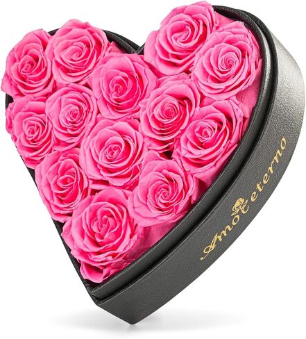 13 Forever Roses Heart-Shaped Leather Box Preserved Flowers Gift for Girl Friend Wife Women Valentine's Day Mother’s Day Birthday Anniversary for Her (Red) in Saudi Arabia