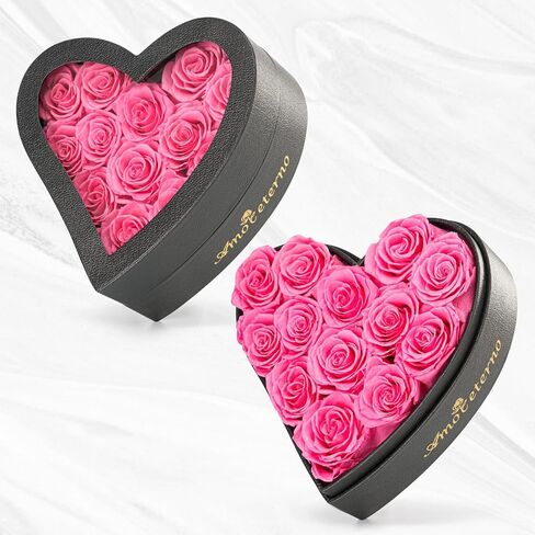 13 Forever Roses Heart-Shaped Leather Box Preserved Flowers Gift for Girl Friend Wife Women Valentine's Day Mother’s Day Birthday Anniversary for Her (Red) in Saudi Arabia