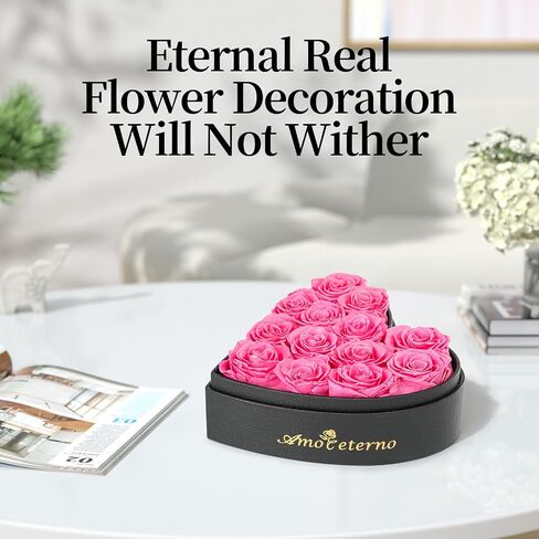 13 Forever Roses Heart-Shaped Leather Box Preserved Flowers Gift for Girl Friend Wife Women Valentine's Day Mother’s Day Birthday Anniversary for Her (Red) in Saudi Arabia