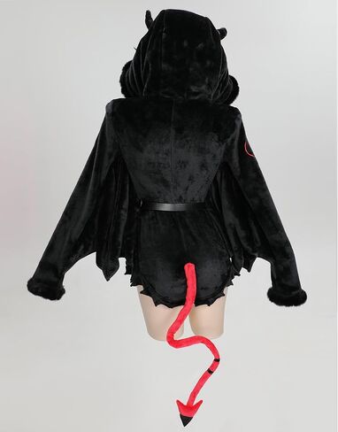MEOWCOS Pajamas Bodysuit Animal One Piece Halloween Cosplay Costume Demon Gothic Hooded Loungewear with Stockings in Saudi Arabia