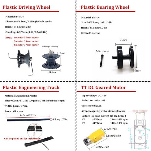 Professional Tank Car Chassis Kit with 2pcs Plastic Tracks & 2pcs TT Motor, TT02 Crawler Tank Chassis Platform for Arduino (Black) in Kuwait