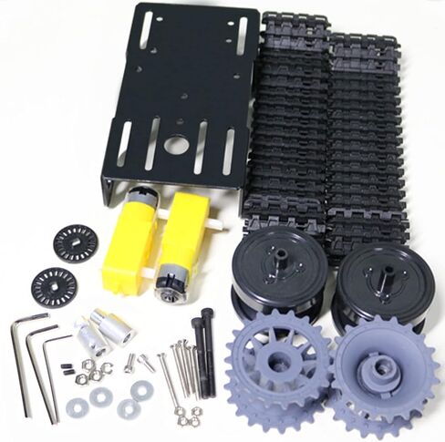 Professional Tank Car Chassis Kit with 2pcs Plastic Tracks & 2pcs TT Motor, TT02 Crawler Tank Chassis Platform for Arduino (Black) in Kuwait