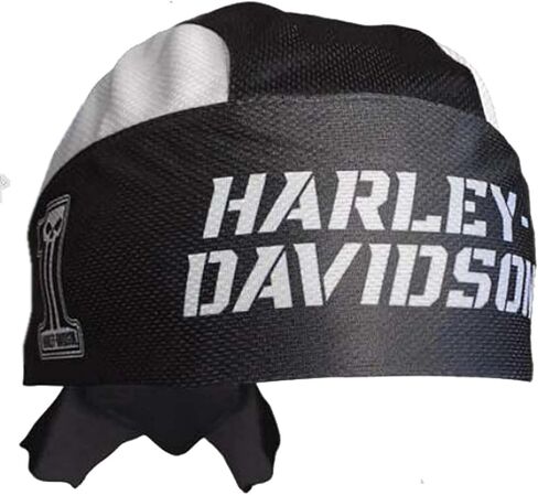 Harley-Davidson Men's Gritty #1 Skull Logo Polyester Headwrap - Black/White in Kuwait