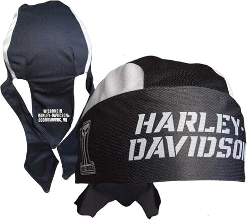 Harley-Davidson Men's Gritty #1 Skull Logo Polyester Headwrap - Black/White in Kuwait