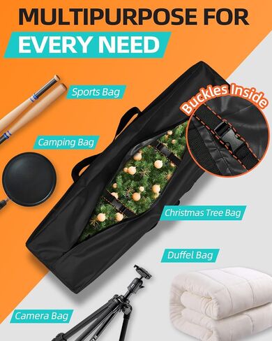 42'' Sports Duffle Bag - Extra Large Travel Duffel Tote Bag Gym Overnight Weekender Shopping Christmas Tree Bag with 2-Way Durable Zippers Water Resistant, Black, 1 Pack in Saudi Arabia