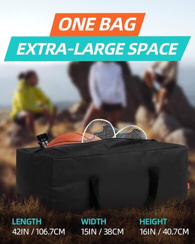 42'' Sports Duffle Bag - Extra Large Travel Duffel Tote Bag Gym Overnight Weekender Shopping Christmas Tree Bag with 2-Way Durable Zippers Water Resistant, Black, 1 Pack in Saudi Arabia