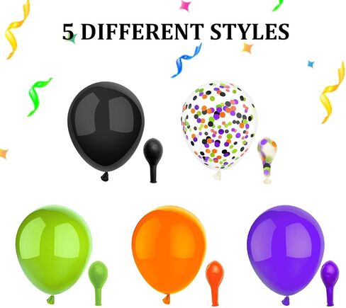 50 Pcs 12 Inch Halloween Balloons Halloween Decorations Orange Black Purple Green Confetti Balloons for Halloween Trick or Treat Party Spooky Ghost Party Bar Birthday Graduation Decoration in Saudi Arabia