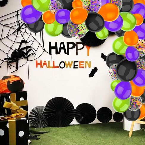 50 Pcs 12 Inch Halloween Balloons Halloween Decorations Orange Black Purple Green Confetti Balloons for Halloween Trick or Treat Party Spooky Ghost Party Bar Birthday Graduation Decoration in Saudi Arabia