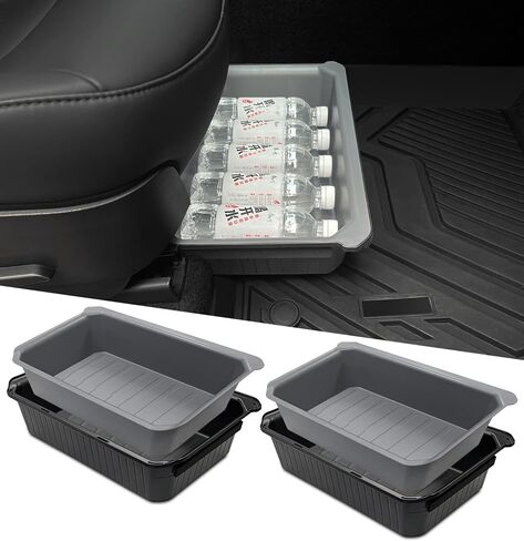 2 PACK Underseat Storage Box for Tesla Y 2024 - 2021- ABS + TPE Double Layer Driver Passenger Underseat Storage Tray Box Organizer for Tesla Model Y 2024 2023 2022 2021 (Gray Inner) in Saudi Arabia