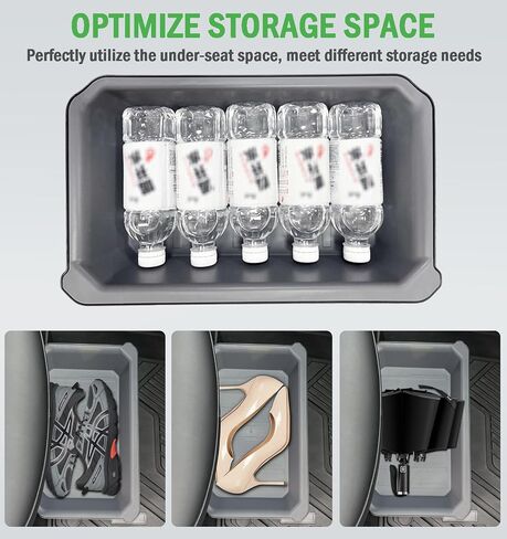 2 PACK Underseat Storage Box for Tesla Y 2024 - 2021- ABS + TPE Double Layer Driver Passenger Underseat Storage Tray Box Organizer for Tesla Model Y 2024 2023 2022 2021 (Gray Inner) in Saudi Arabia