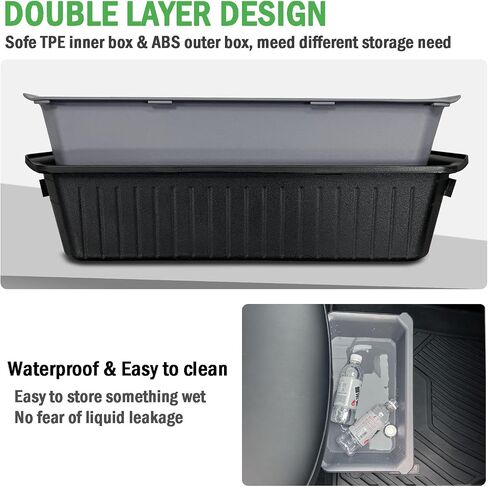 2 PACK Underseat Storage Box for Tesla Y 2024 - 2021- ABS + TPE Double Layer Driver Passenger Underseat Storage Tray Box Organizer for Tesla Model Y 2024 2023 2022 2021 (Gray Inner) in Saudi Arabia