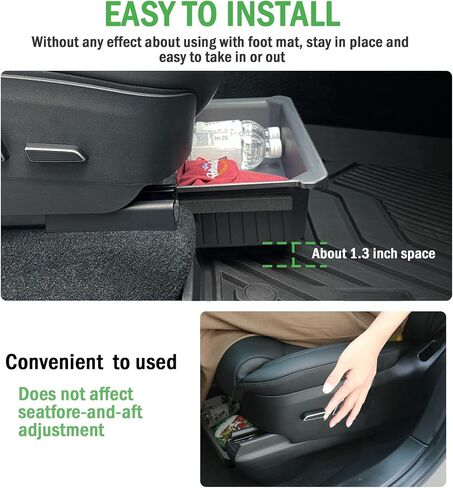 2 PACK Underseat Storage Box for Tesla Y 2024 - 2021- ABS + TPE Double Layer Driver Passenger Underseat Storage Tray Box Organizer for Tesla Model Y 2024 2023 2022 2021 (Gray Inner) in Saudi Arabia