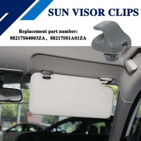 2PCS Sun Visor Clips for Cars, Sun Visor Support Clip Retainer, Auto Sunvisor Hook Bracket Holder Replacement 88217S04003ZA, Premium Automotive Visor Accessories for Honda Civic CR-V Acura TSX (Gray) in Saudi Arabia