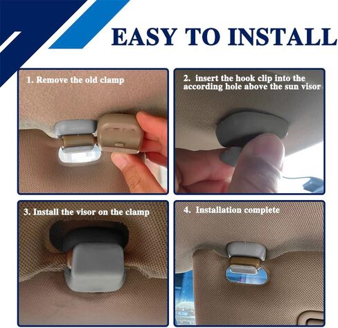 2PCS Sun Visor Clips for Cars, Sun Visor Support Clip Retainer, Auto Sunvisor Hook Bracket Holder Replacement 88217S04003ZA, Premium Automotive Visor Accessories for Honda Civic CR-V Acura TSX (Gray) in Saudi Arabia