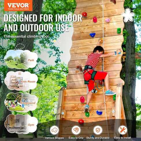 VEVOR 32 حامل تسلق الصخور للأطفال والكبار، مقابض حائط صخرية متعددة الألوان لمجموعة لعب الملعب الداخلي والخارجي in Saudi Arabia